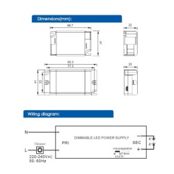 LED transformator constante stroom, 15 W, 9 - 22 V DC, 700 mA LED transformator constante stroom, 15 W, 9 - 22 V DC, 700 mA