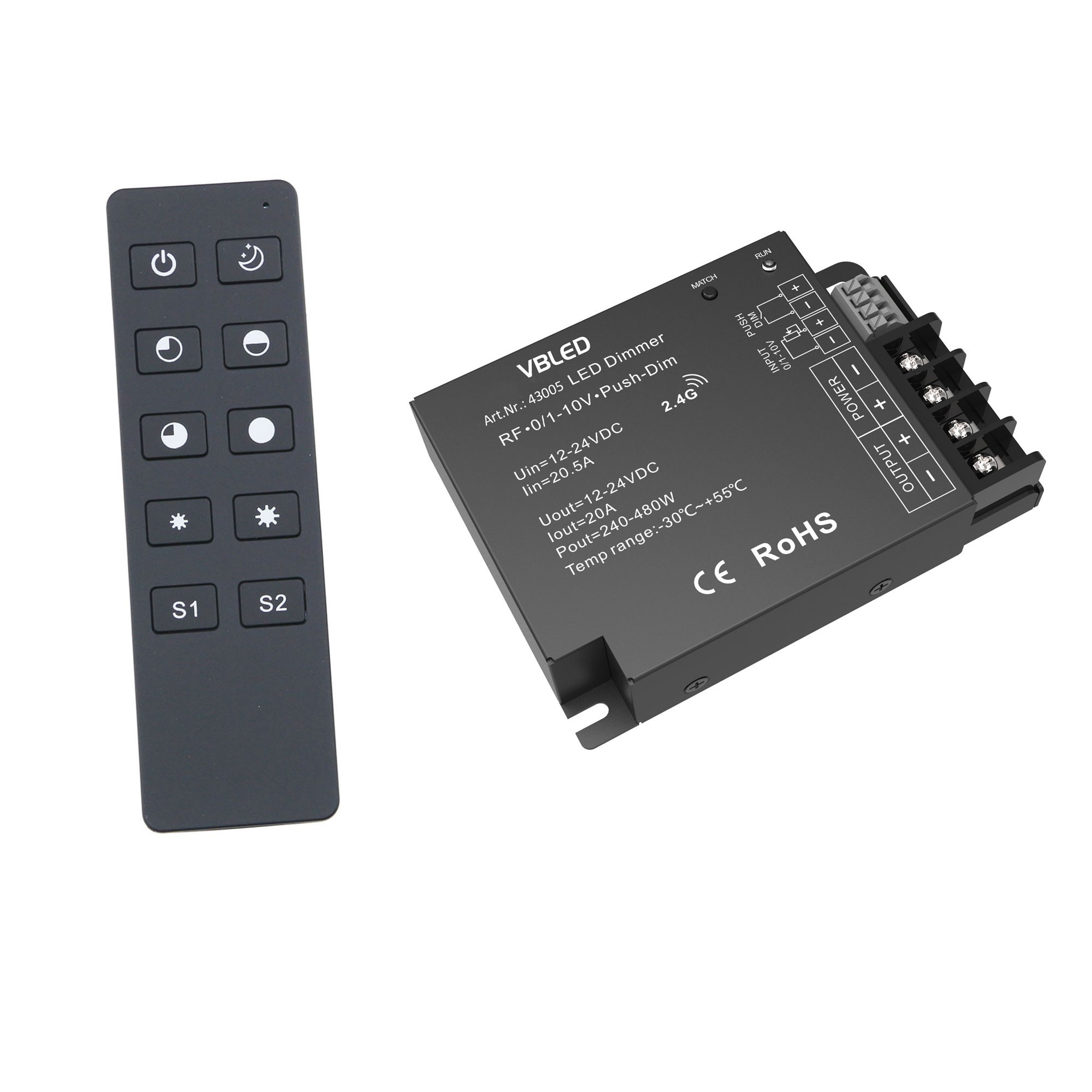 "INATUS" SET - LED Dimmer 12-24V DC 240-480W incl 1-channel remote control "INATUS" SET - LED Dimmer 12-24V DC 240-480W incl 1-channel remote control