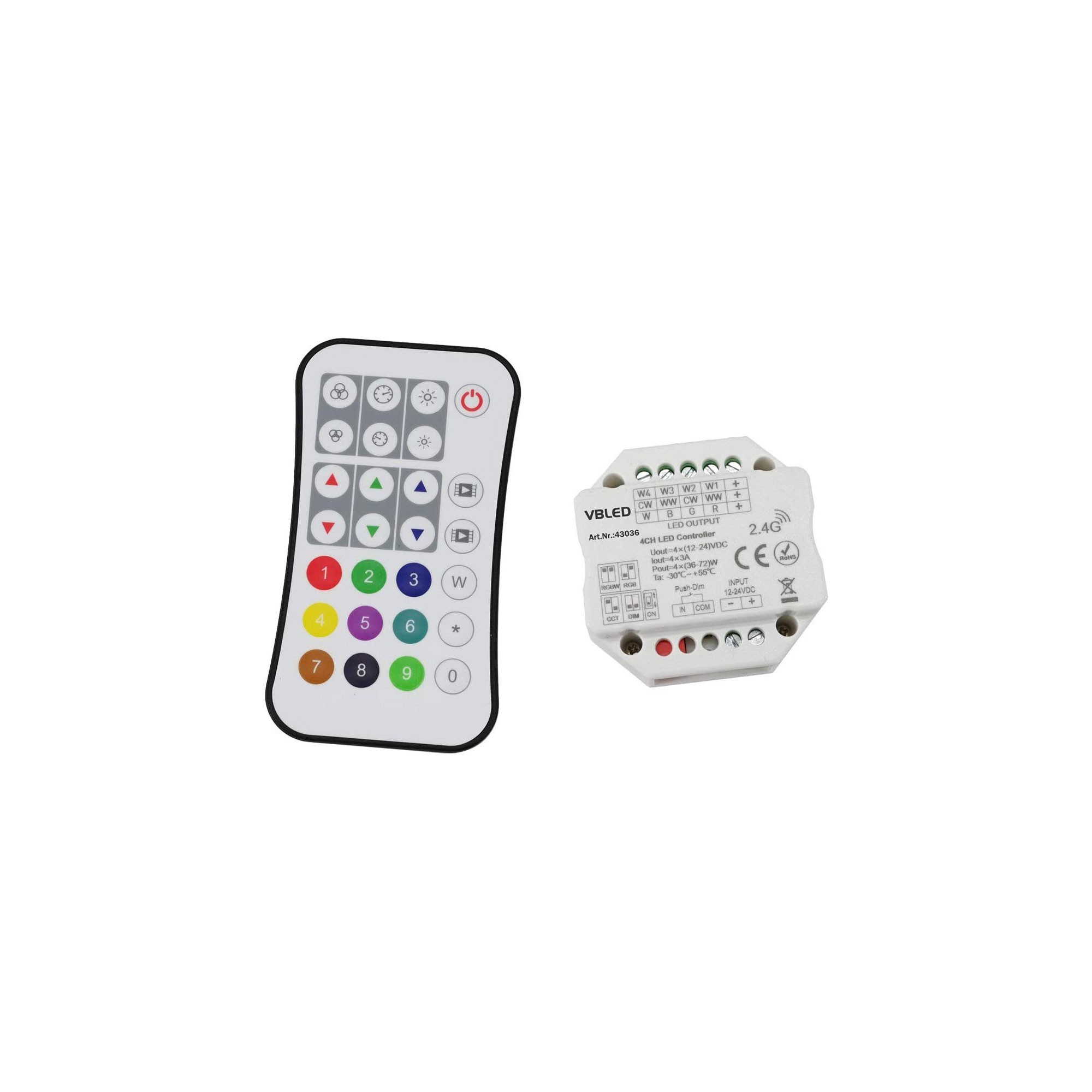 "INATUS" SET - Funk Dimmer Controller für RGB, oder RGB+W LED Streifen 12-24V DC "INATUS" SET - Funk Dimmer Controller für RGB, oder RGB+W LED Streifen 12-24V DC