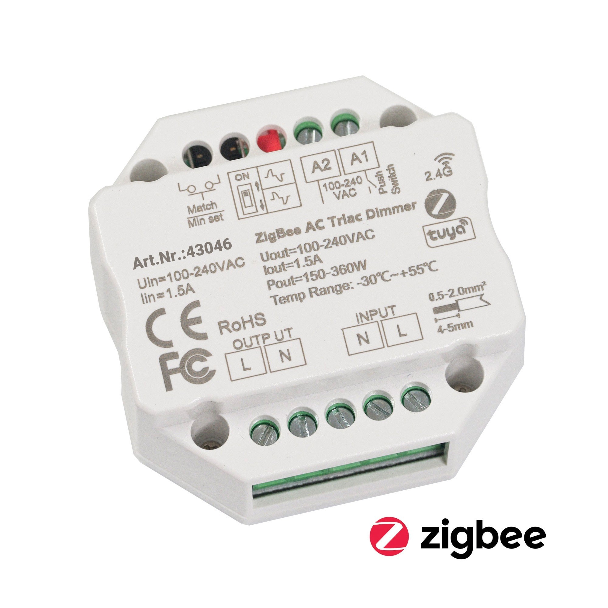 Contrôleur ZigBee 230V actionneur de gradation encastré interrupteur de gradation max. 200W LED 400W halogène Contrôleur ZigBee 230V actionneur de gradation encastré interrupteur de gradation max. 200W LED 400W halogène