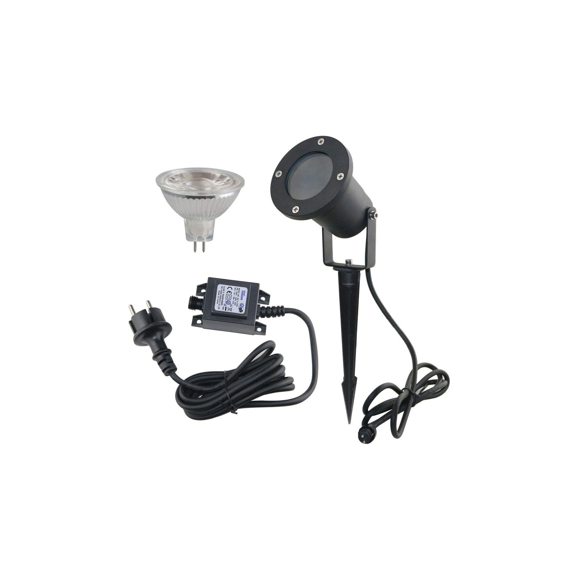 Set di proiettori da giardino 12V AC IP65 incl. lampadina 5W bianco caldo e alimentatore Set di proiettori da giardino 12V AC IP65 incl. lampadina 5W bianco caldo e alimentatore