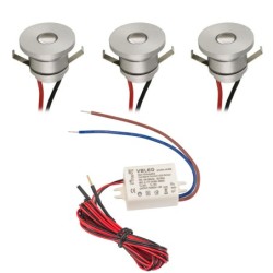 Miniplafón empotrable de aluminio LED 1W Spot Juego de 3 Miniplafón empotrable de aluminio LED 1W Spot Juego de 3