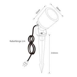 Garden spotlight with ground spike round black for GU10 bulb Garden spotlight with ground spike round black for GU10 bulb