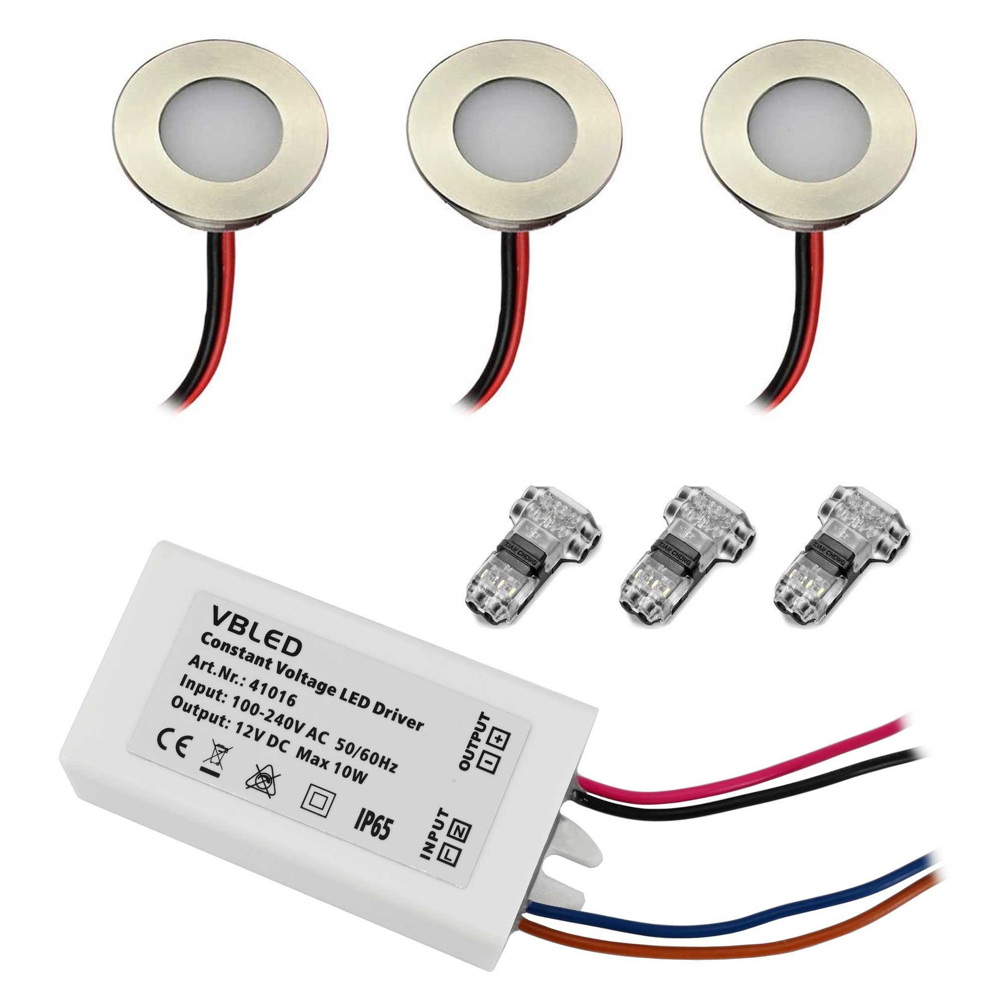 LED Mini Apparecchio da incasso per bagno 3 KIT, acciaio inox, protezione IP67 LED Mini Apparecchio da incasso per bagno 3 KIT, acciaio inox, protezione IP67