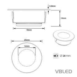 Mini luminaire encastré à LED pour salle de bains 3 KIT, acier inoxydable, IP67 protection contre l'eau Mini luminaire encastré à LED pour salle de bains 3 KIT, acier inoxydable, IP67 protection contre l'eau