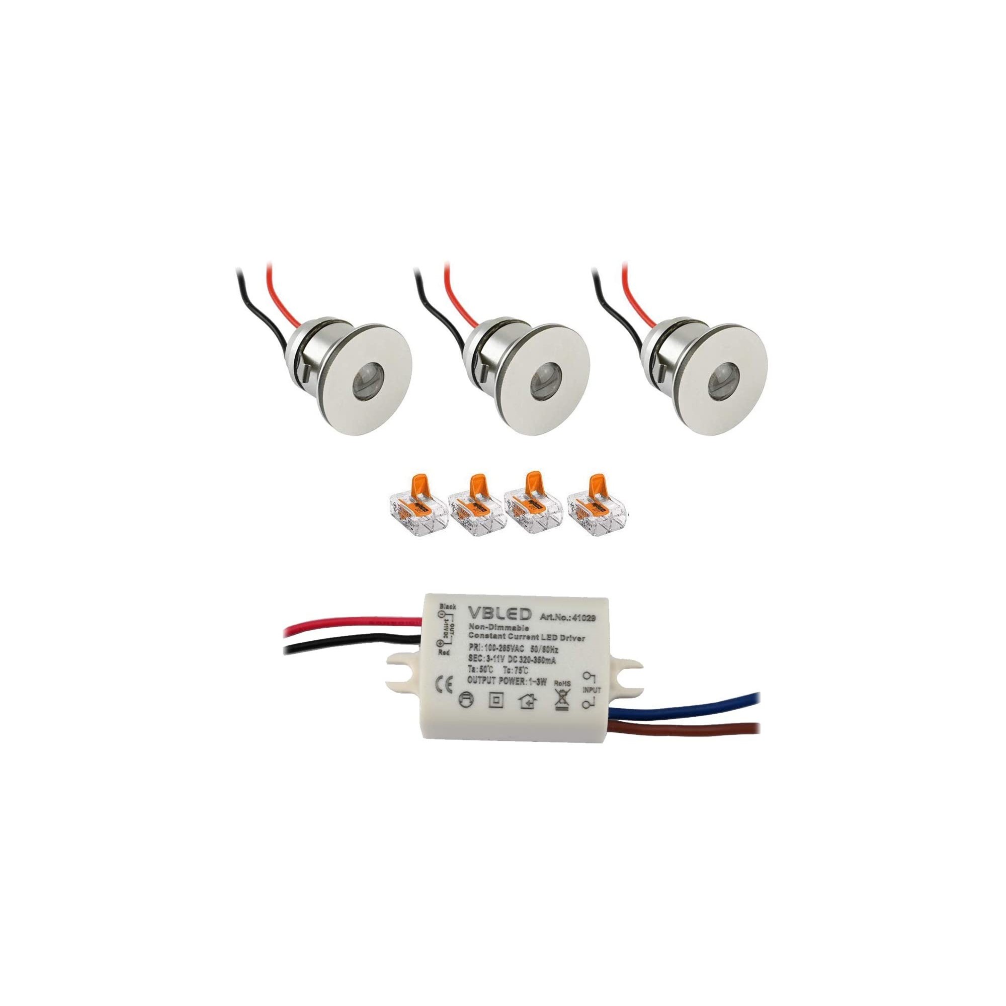 3er-Set 1W Mini LED Einbauspot Einbaustrahler mit Netzteil 3er-Set 1W Mini LED Einbauspot Einbaustrahler mit Netzteil