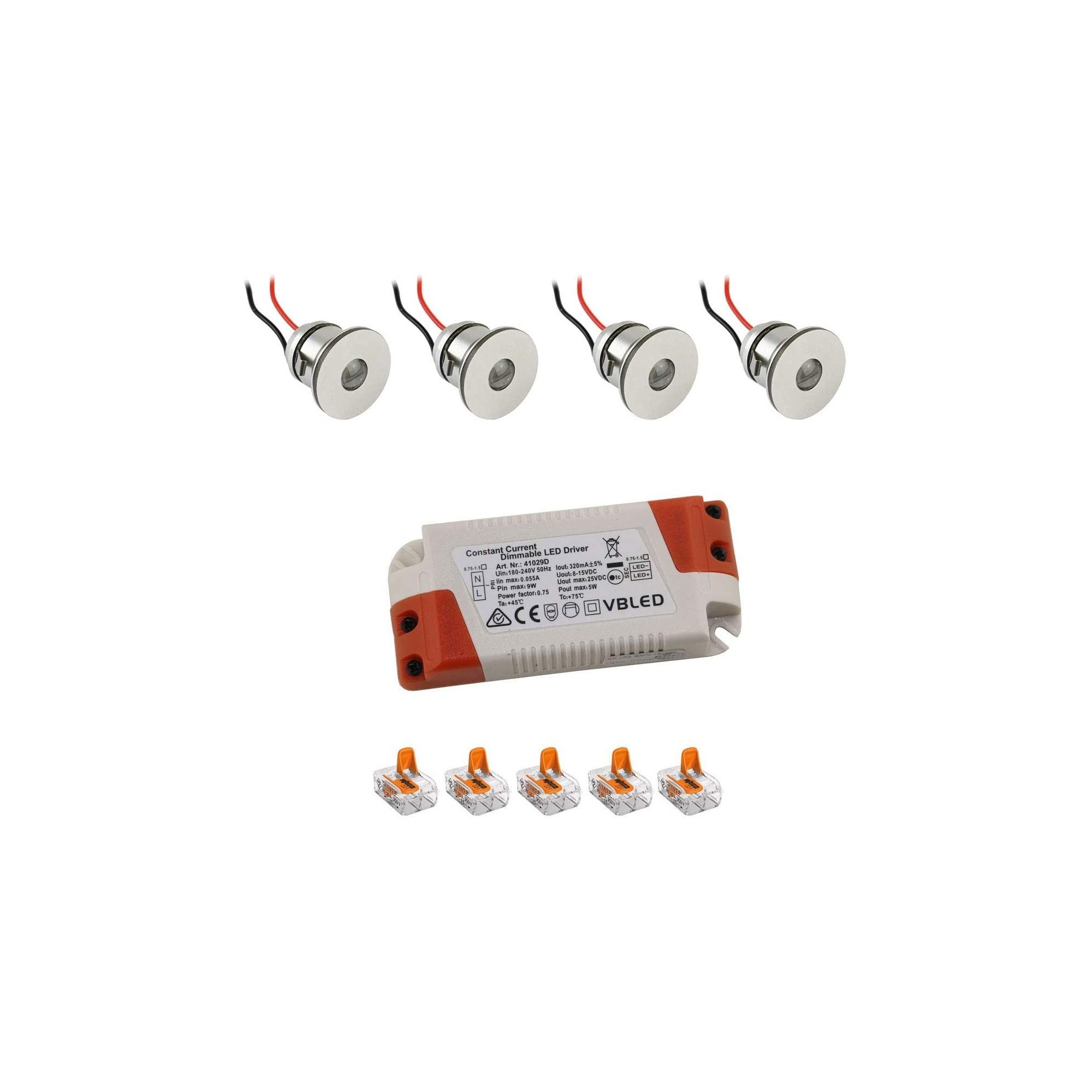 4er-Set 1W Mini LED Einbauspot Einbaustrahler warmweiß mit Netzteil 4er-Set 1W Mini LED Einbauspot Einbaustrahler warmweiß mit Netzteil