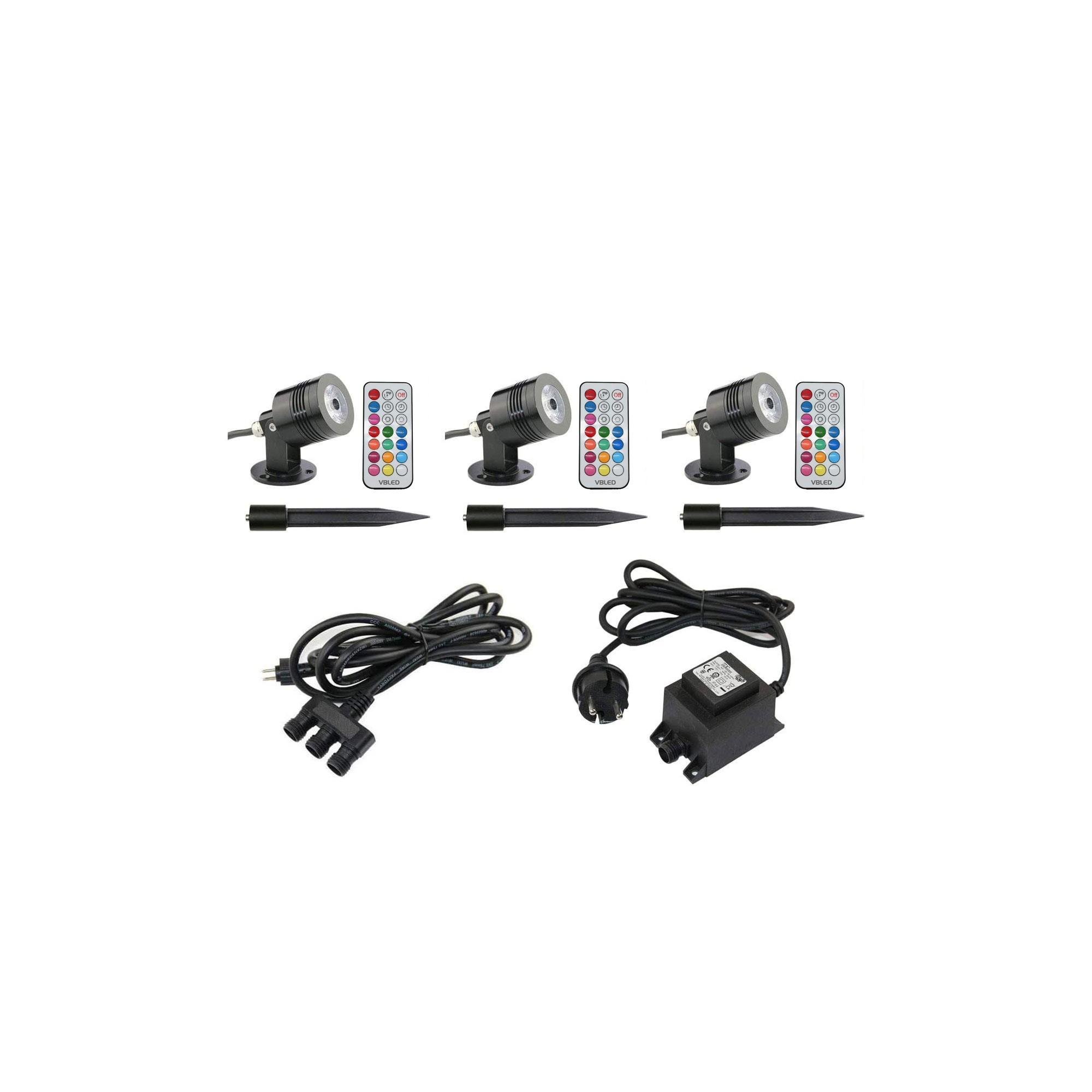 Gartus® RGB+W Garden Spotlight 10W 12V Plug&Play Set of 3 with Transformer Gartus® RGB+W Garden Spotlight 10W 12V Plug&Play Set of 3 with Transformer