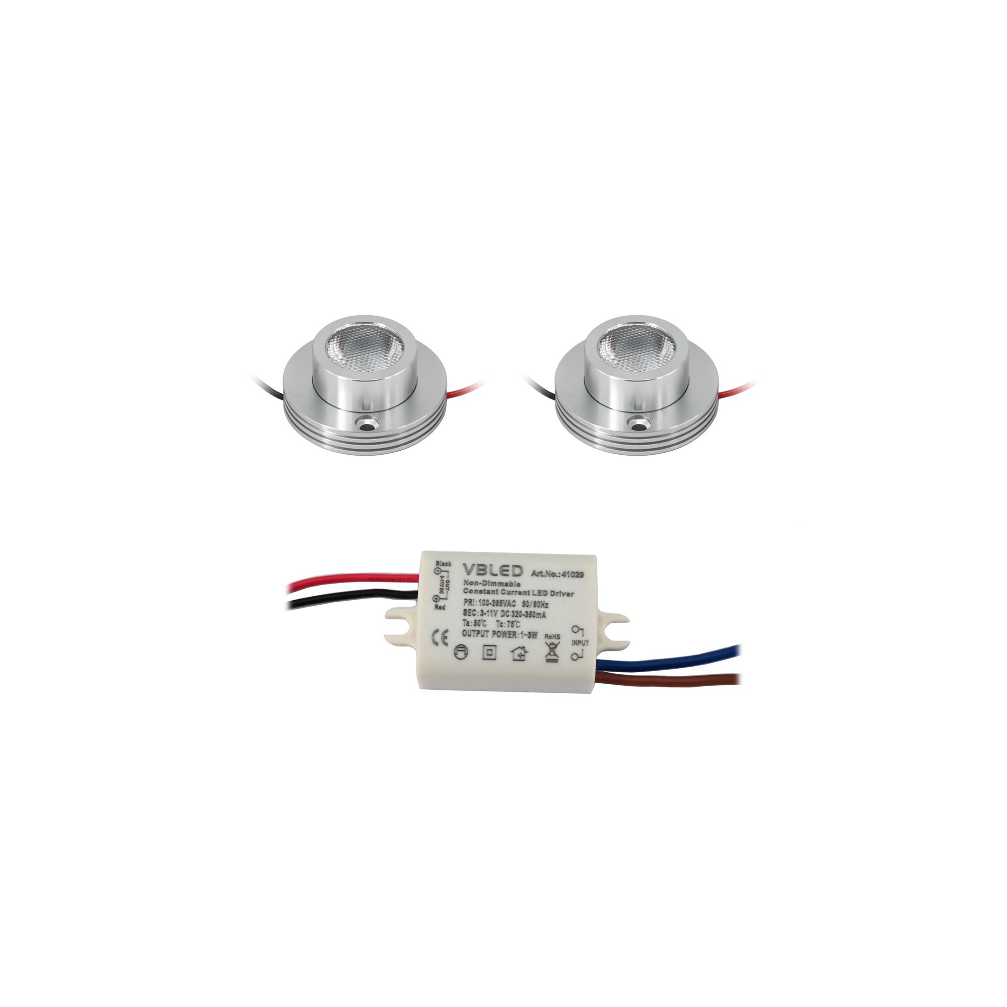 KIT van 2 - 1W LED opbouwspot "CYLINDRO" Plafondspot 3V 3000K KIT van 2 - 1W LED opbouwspot "CYLINDRO" Plafondspot 3V 3000K