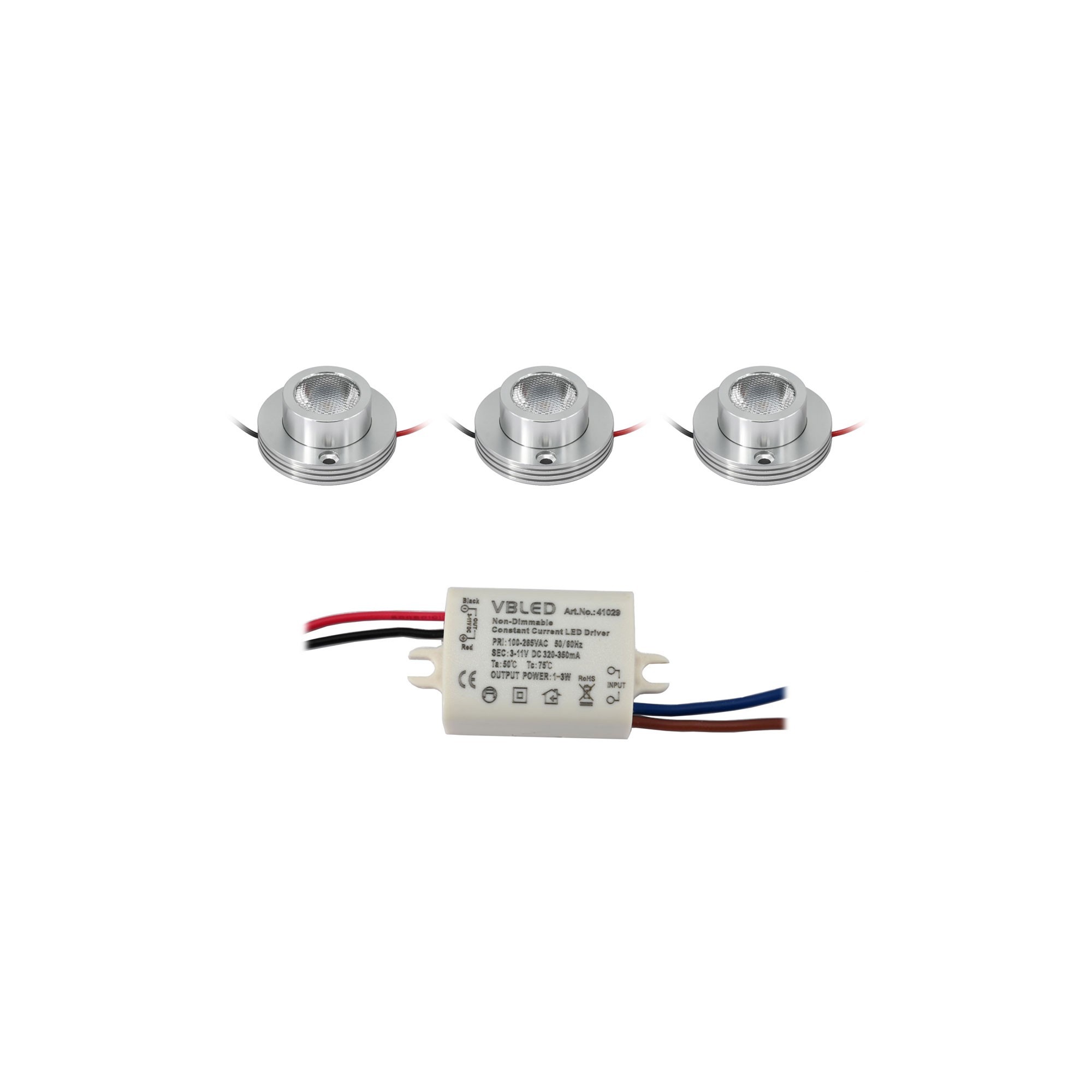 KIT de 3 - Foco de superficie LED de 1W "CYLINDRO" Foco de techo 3V 3000K KIT de 3 - Foco de superficie LED de 1W "CYLINDRO" Foco de techo 3V 3000K