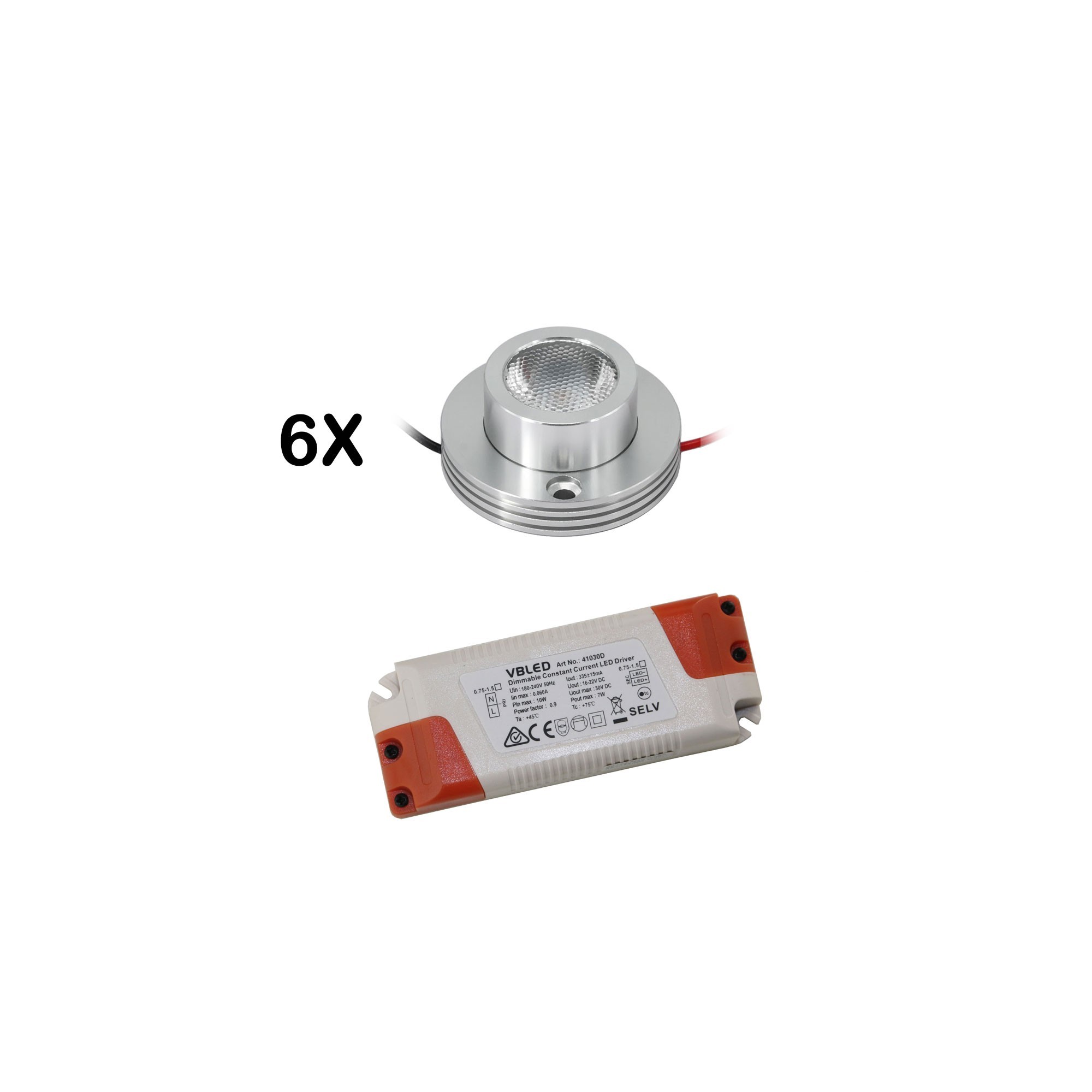 KIT de 6 - Foco de superficie LED de 1W "CYLINDRO" Foco de techo 3V 3000K KIT de 6 - Foco de superficie LED de 1W "CYLINDRO" Foco de techo 3V 3000K