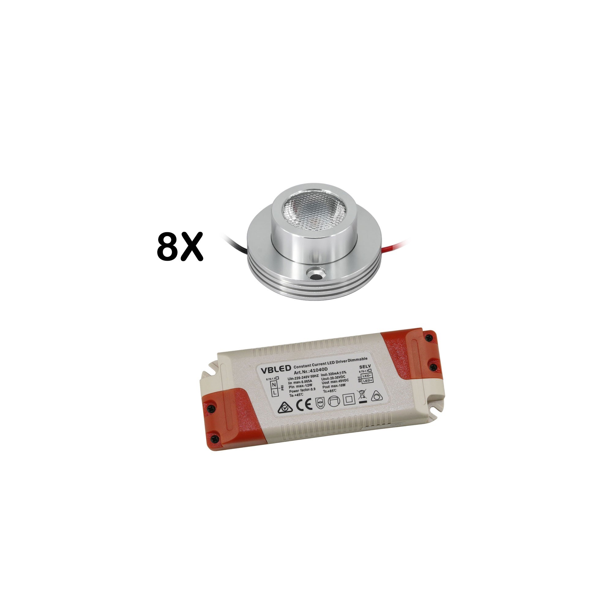 KIT di 8 - Faretti da superficie a LED da 1W "CYLINDRO" spot da soffitto 3V 3000K KIT di 8 - Faretti da superficie a LED da 1W "CYLINDRO" spot da soffitto 3V 3000K