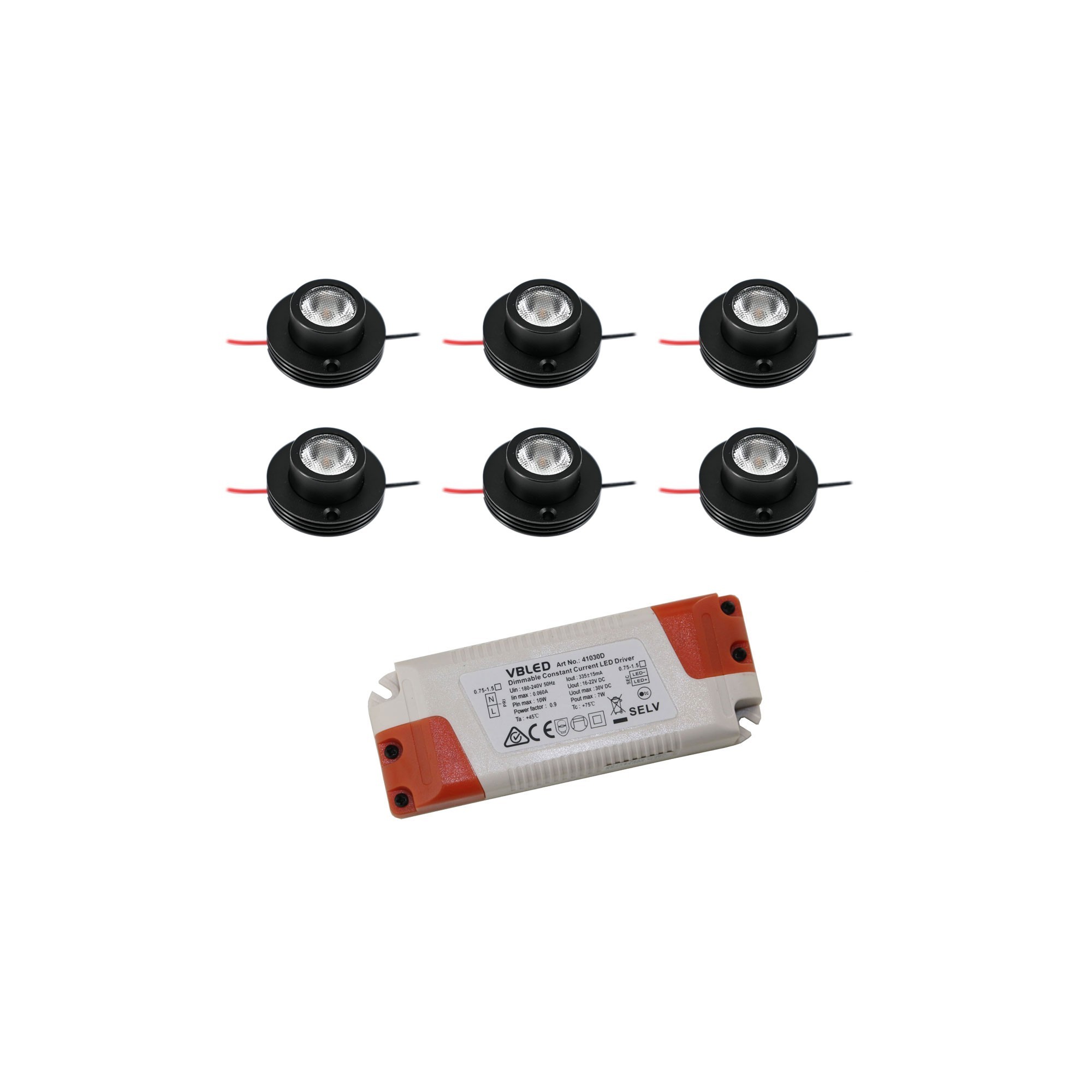 6er KIT - 1W LED Aufbaustrahler "CYLINDRO" Deckenspot schwarz 3V 350 3000K 6er KIT - 1W LED Aufbaustrahler "CYLINDRO" Deckenspot schwarz 3V 350 3000K