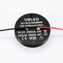 1W LED Aufbaustrahler "CYLINDRO" Deckenspot schwarz 3V 3000K 1W LED Aufbaustrahler "CYLINDRO" Deckenspot schwarz 3V 3000K