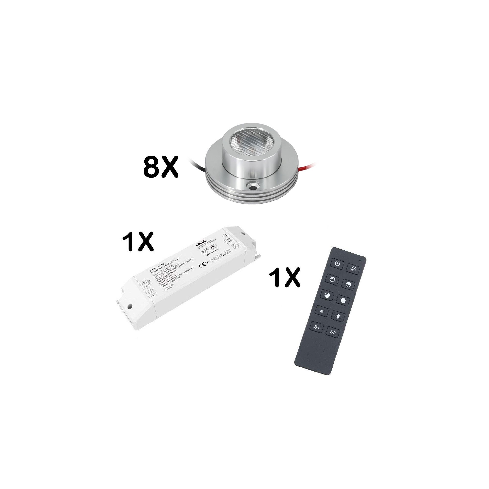8er FUNK KIT - 1W LED surface mounted spotlight "CYLINDRO" ceiling spot 3V 3000K 8er FUNK KIT - 1W LED surface mounted spotlight "CYLINDRO" ceiling spot 3V 3000K