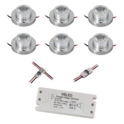 6er KIT  - 1W LED Aufbaustrahler "CYLINDRO" Decke 12VDC 3000K 6er KIT  - 1W LED Aufbaustrahler "CYLINDRO" Decke 12VDC 3000K