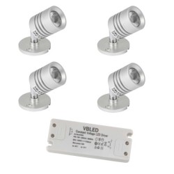 SET di 4 apparecchi LED "ESKINAR" per montaggio a parete/soffitto 3000K 3W SET di 4 apparecchi LED "ESKINAR" per montaggio a parete/soffitto 3000K 3W