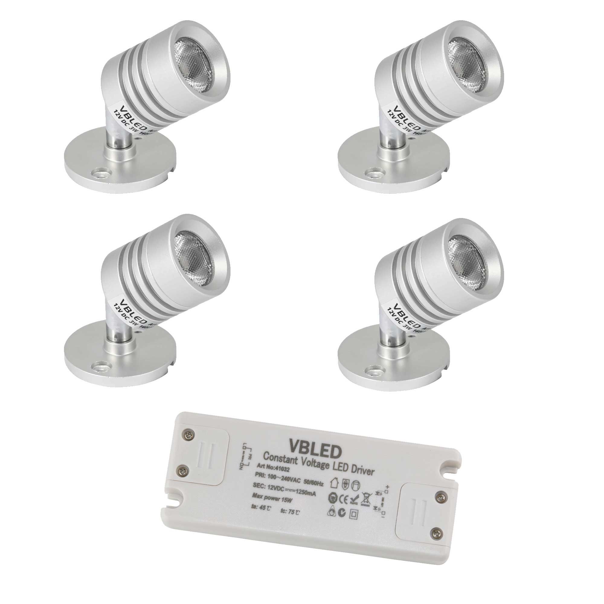 SET van 4 "ESKINAR" LED opbouw wand-/plafondarmaturen 3000K 3W SET van 4 "ESKINAR" LED opbouw wand-/plafondarmaturen 3000K 3W