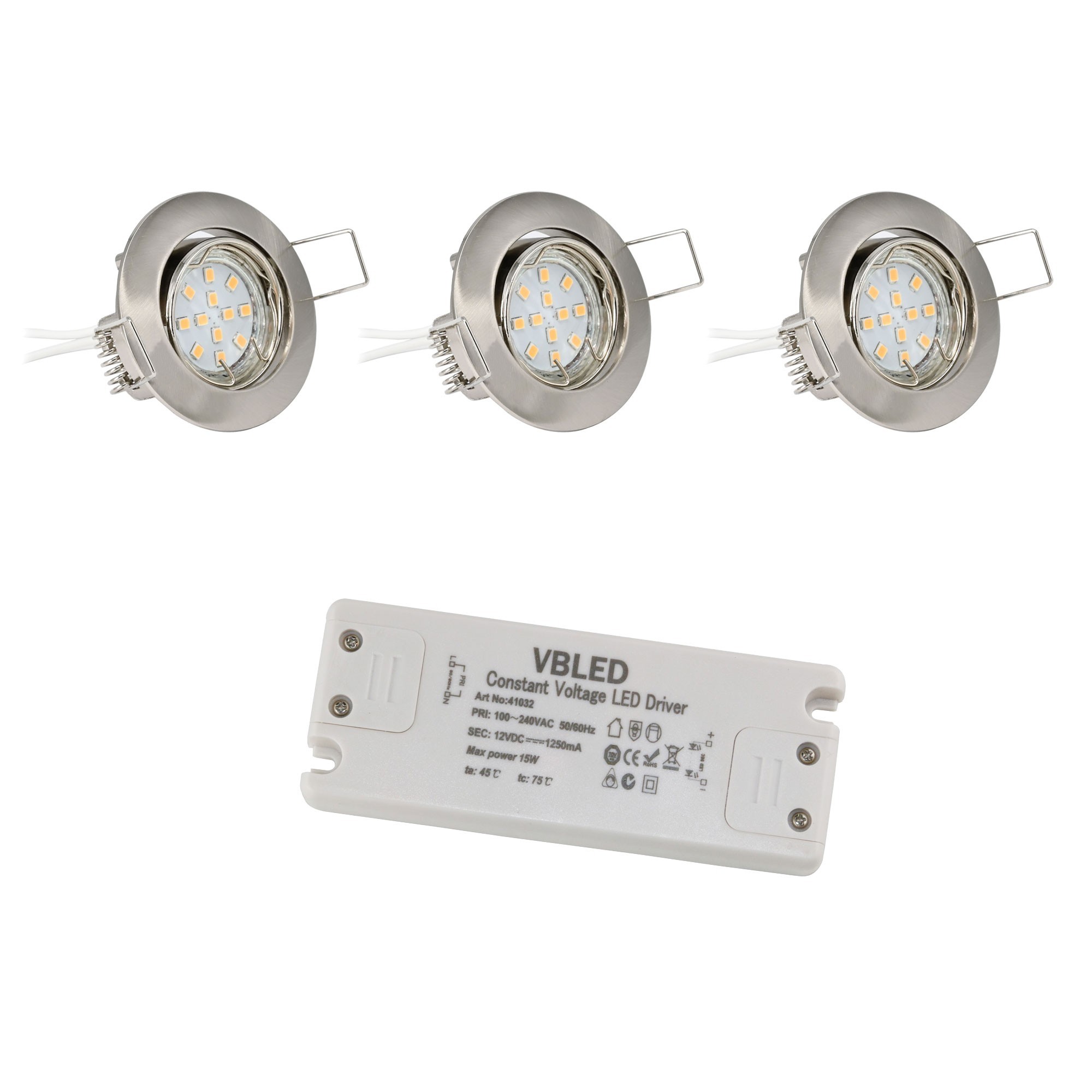 3 LED recessed spotlights 12V set incl. bulb 2W and transformer 3 LED recessed spotlights 12V set incl. bulb 2W and transformer