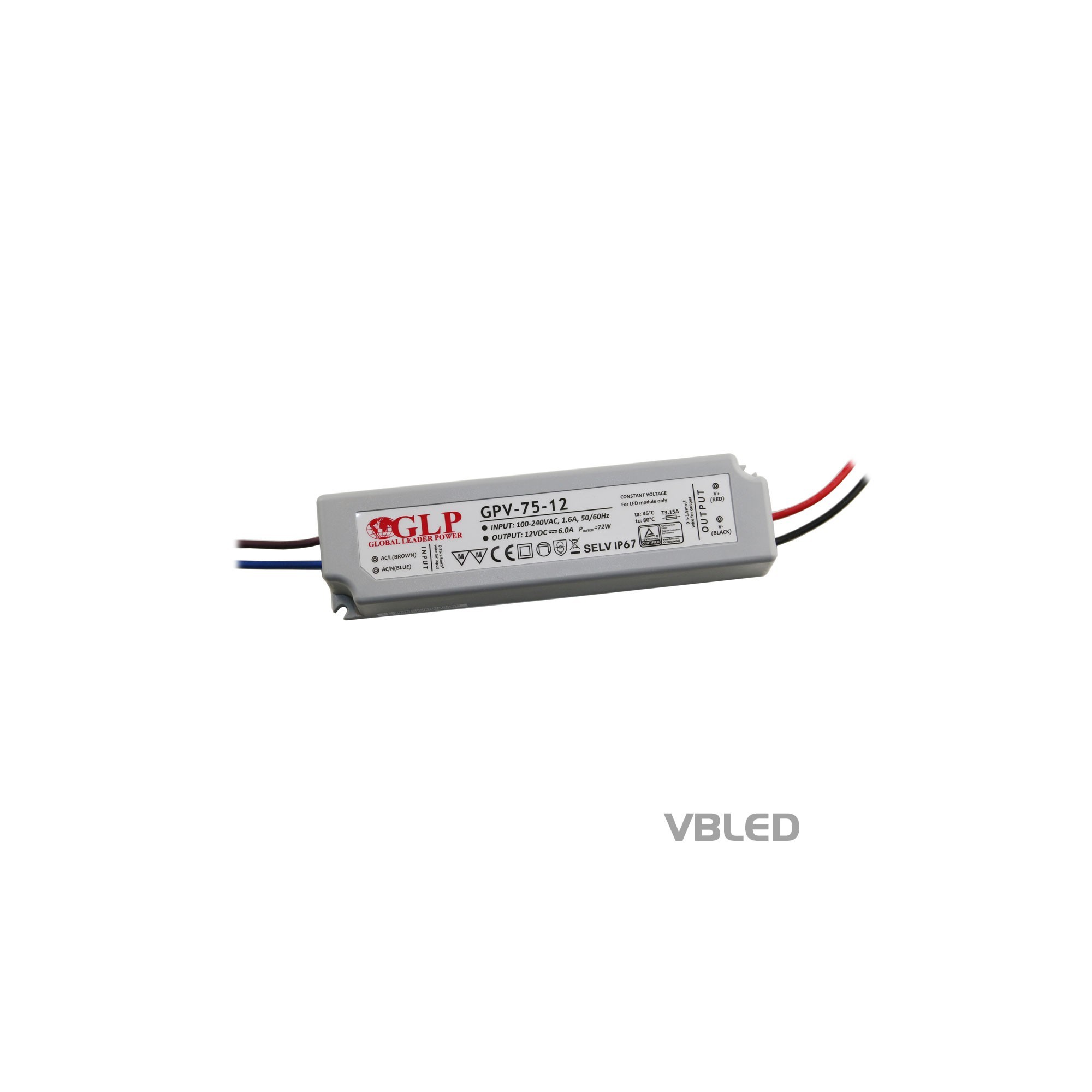 Fuente de alimentación LED de tensión constante / 12 V CC / 72 W Fuente de alimentación LED de tensión constante / 12 V CC / 72 W