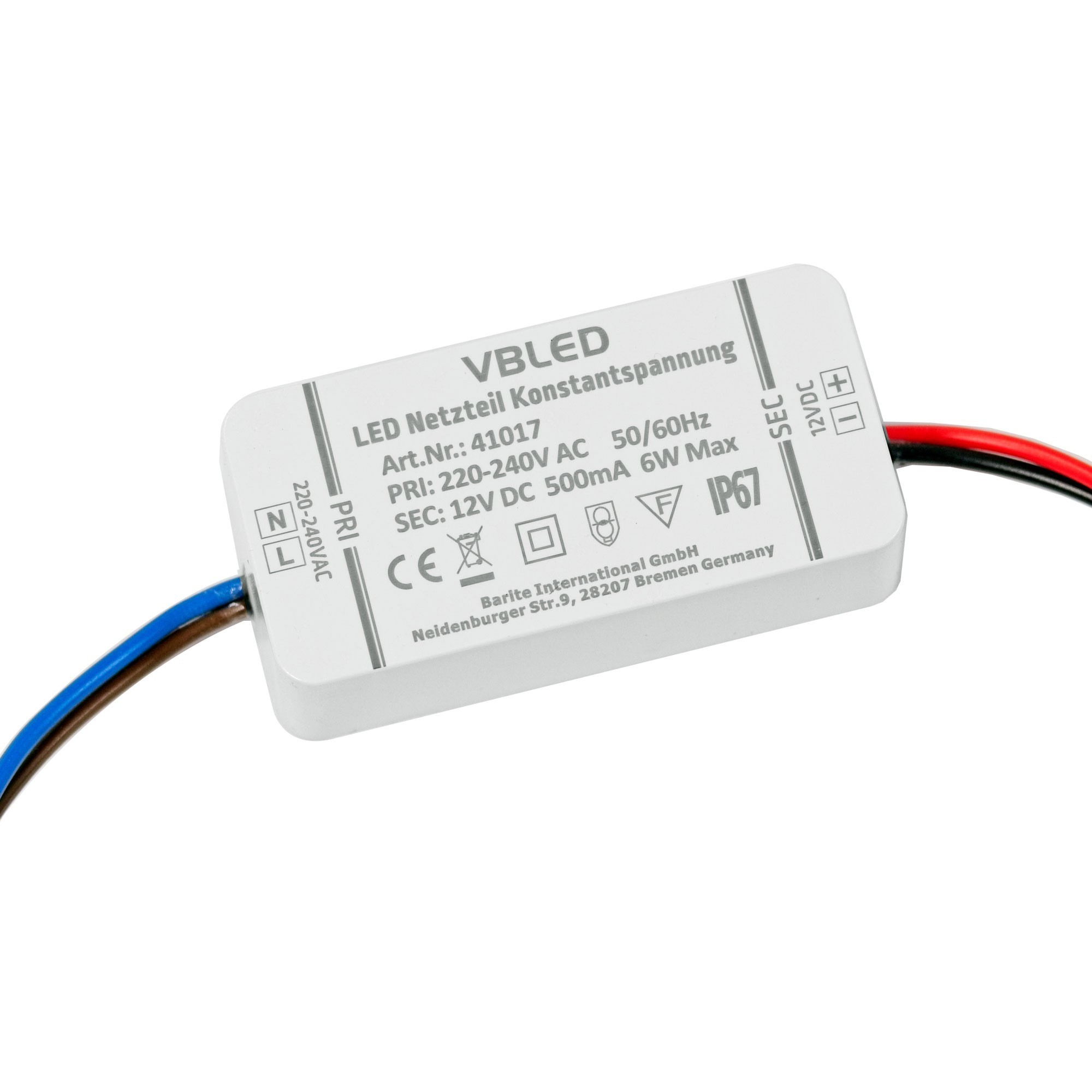 LED Netzteil Konstantspannung / 12V DC / 6W IP67 Wasserdicht LED Netzteil Konstantspannung / 12V DC / 6W IP67 Wasserdicht