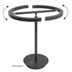 Lámpara LED de sobremesa Vega 18W 3000K en negro con cargador USB incluido Lámpara LED de sobremesa Vega 18W 3000K en negro con cargador USB incluido