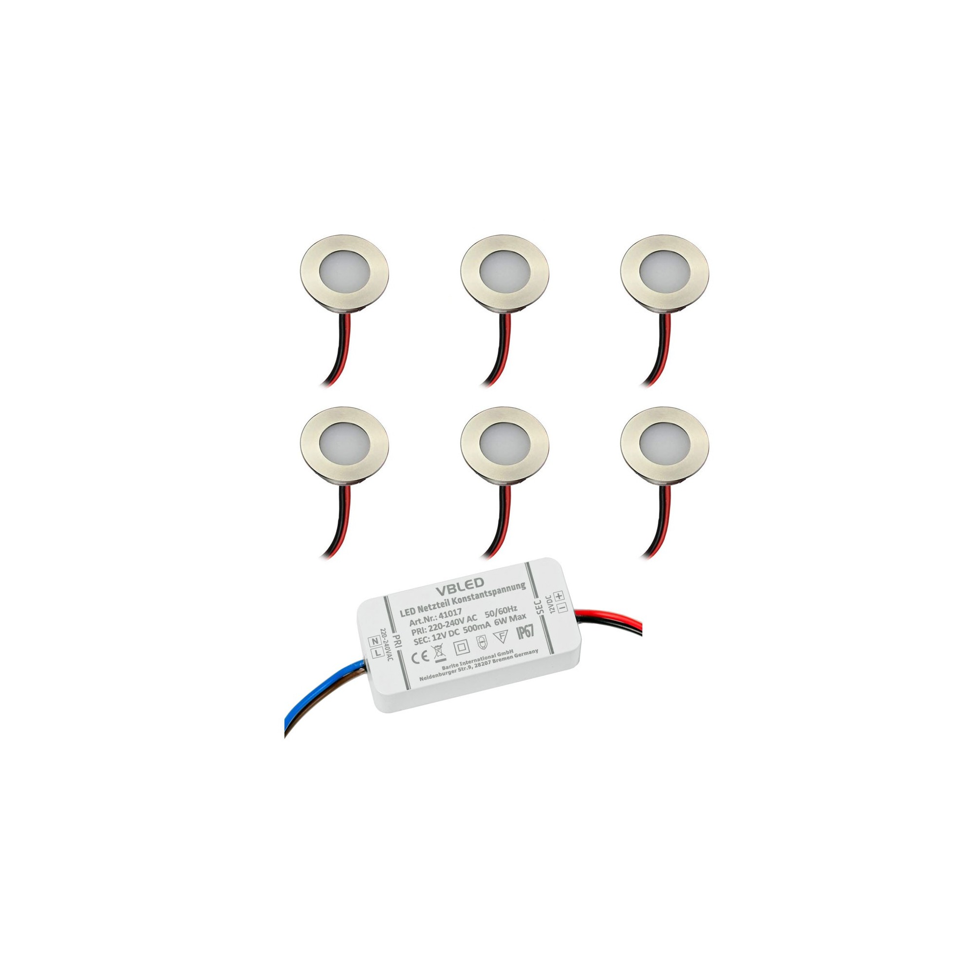 6er Set LED Mini Bad-Einbauleuchte 6er KIT 12V 3000K 6er Set LED Mini Bad-Einbauleuchte 6er KIT 12V 3000K