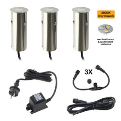 Mini apparecchio LED da incasso a pavimento "Celino" 3-KIT / 12V incl. lampadina (lampadina sostituibile) Mini apparecchio LED da incasso a pavimento "Celino" 3-KIT / 12V incl. lampadina (lampadina sostituibile)