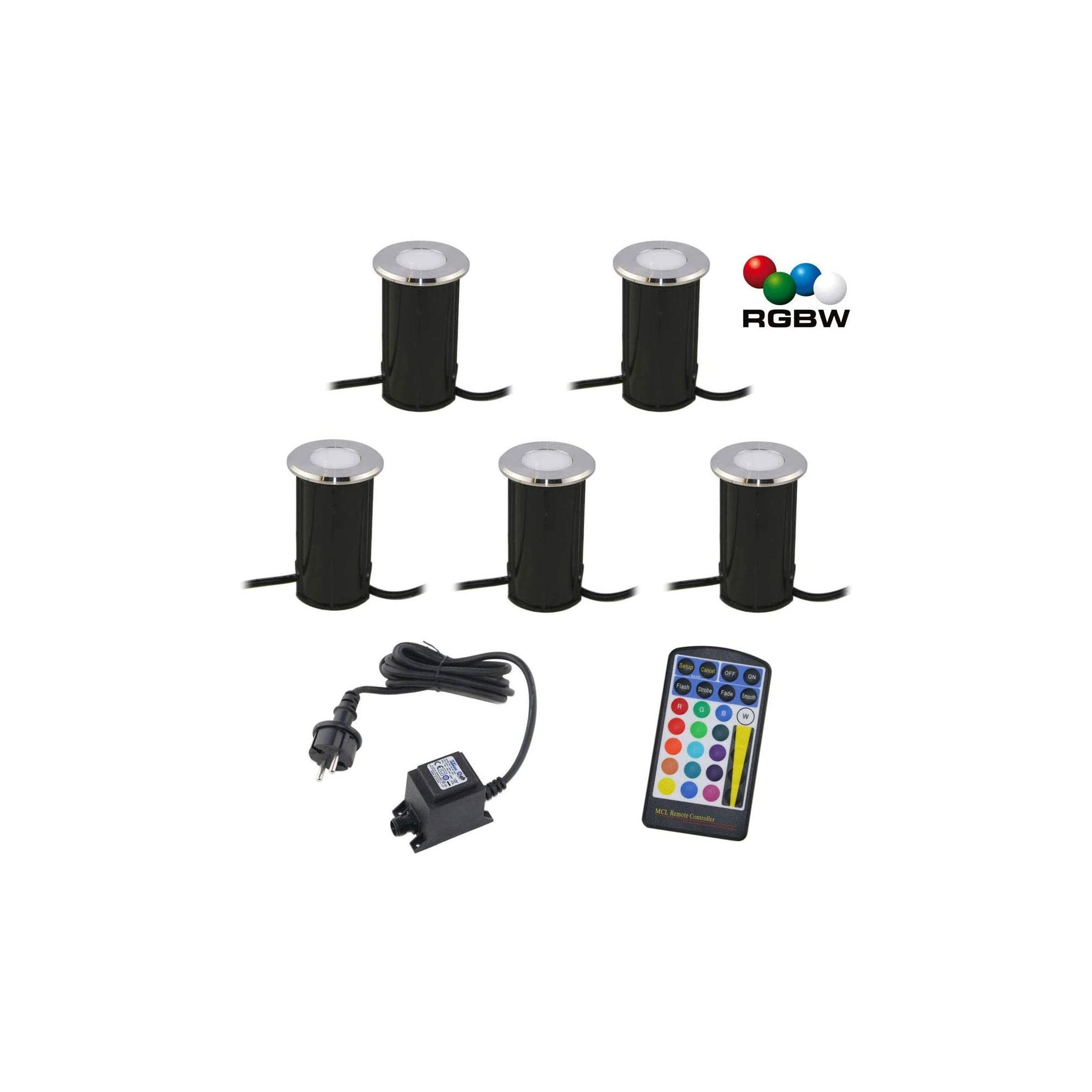 SET of 5 LED recessed floor luminaires "Callis" RGB+warm white 1W 12V AC/DC SET of 5 LED recessed floor luminaires "Callis" RGB+warm white 1W 12V AC/DC