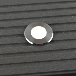 Set van 3 LED roestvrijstalen inbouw vloerlampen, rond, 12V, dimmer op 3 niveaus (0,3W-0,6W-1W) Set van 3 LED roestvrijstalen inbouw vloerlampen, rond, 12V, dimmer op 3 niveaus (0,3W-0,6W-1W)