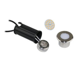 5er Set LED Bodeneinbauleuchte aus Edelstahl, Rund, 12V, 3000K  3-Stufendimmer 5er Set LED Bodeneinbauleuchte aus Edelstahl, Rund, 12V, 3000K  3-Stufendimmer