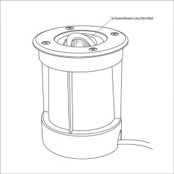 Schwenkbarer LED Bodeneinbaustrahler 230V AC IP67 wassergeschützt ohne Leuchtmittel Schwenkbarer LED Bodeneinbaustrahler 230V AC IP67 wassergeschützt ohne Leuchtmittel