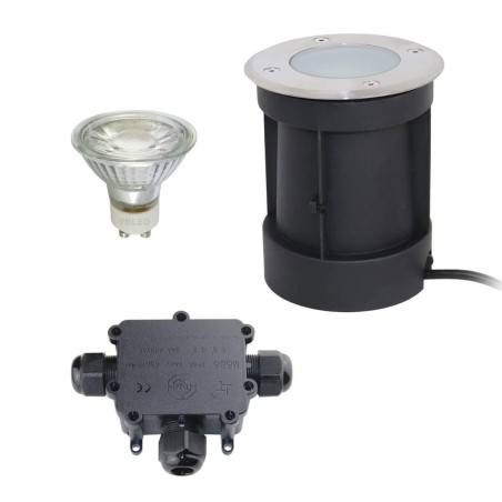 LED vloerinbouwspot met draaibare fitting met 5,5W lamp en 3-voudige kabelaansluiting