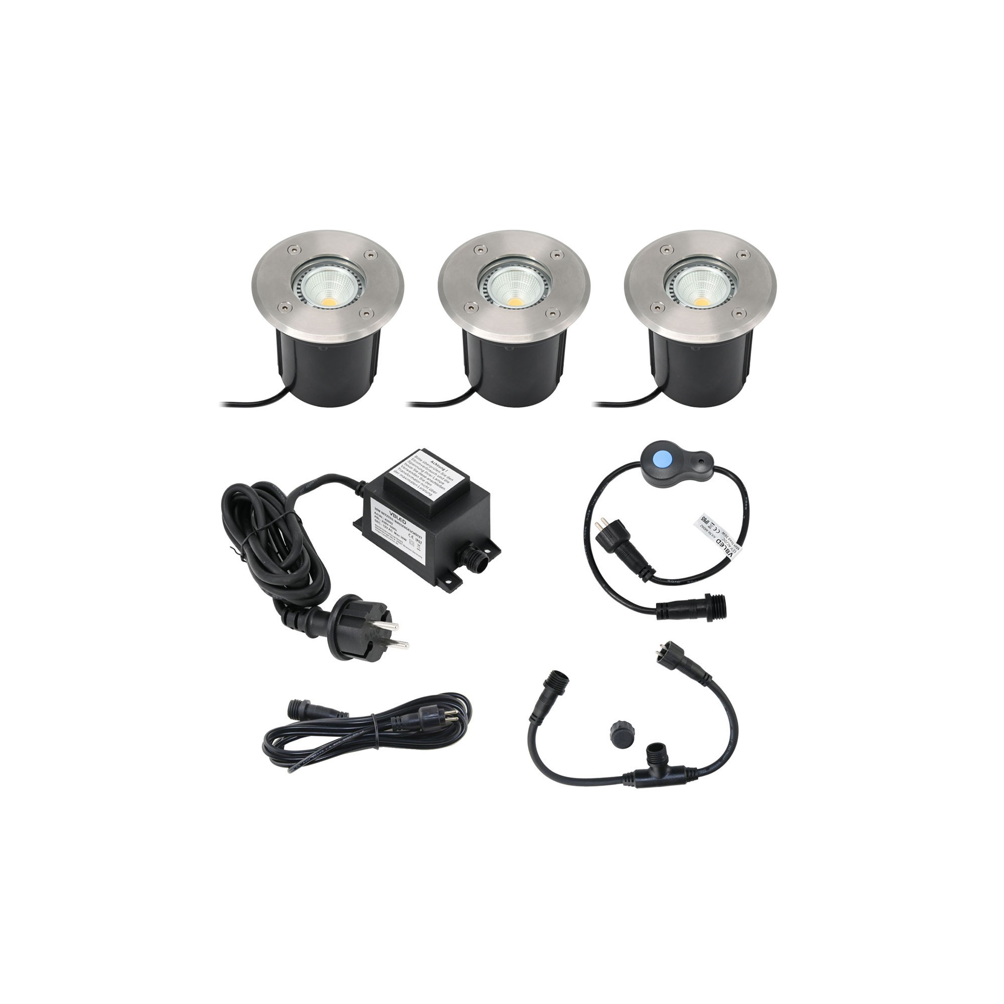 3 KIT Luminaire encastré de sol à LED "MUTARE" avec ampoule 5W 12VAC 400Lumen 3000K avec EZDIM 3 KIT Luminaire encastré de sol à LED "MUTARE" avec ampoule 5W 12VAC 400Lumen 3000K avec EZDIM