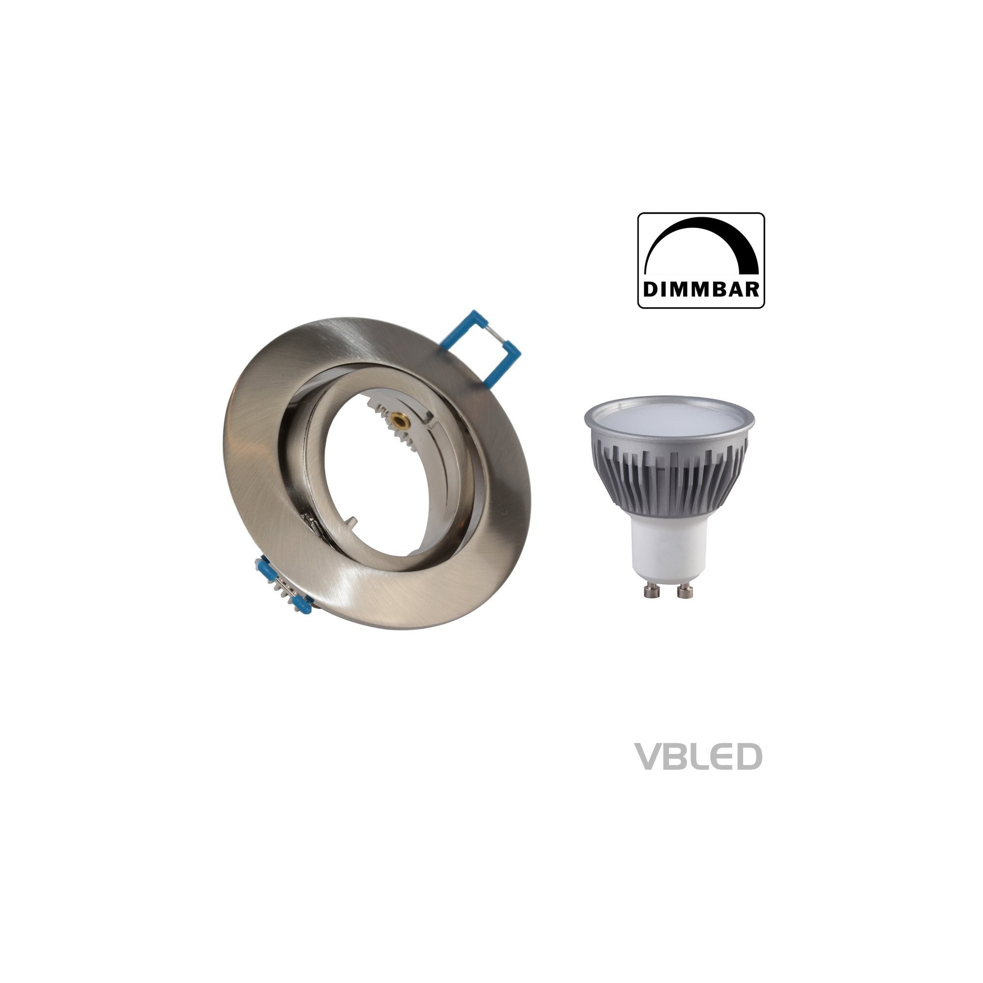VBLED LED Einbaustrahler aus Aluminium - silber optik -  rund - inkl. Fassung - 5W - GU10 LED VBLED LED Einbaustrahler aus Aluminium - silber optik -  rund - inkl. Fassung - 5W - GU10 LED