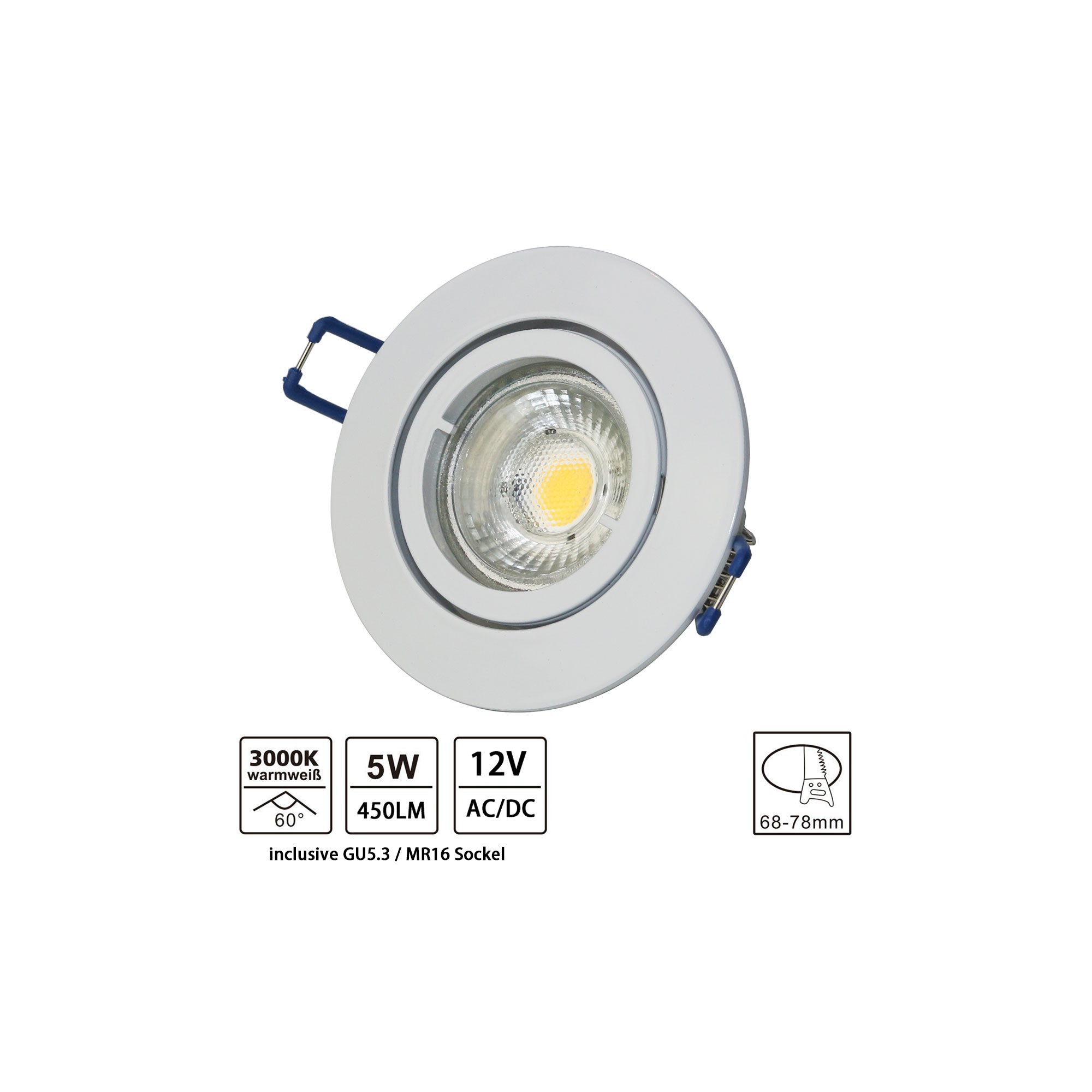 Foco empotrable de aluminio LED / blanco / redondo / 5W LED / GU5.3/ MR16 Foco empotrable de aluminio LED / blanco / redondo / 5W LED / GU5.3/ MR16