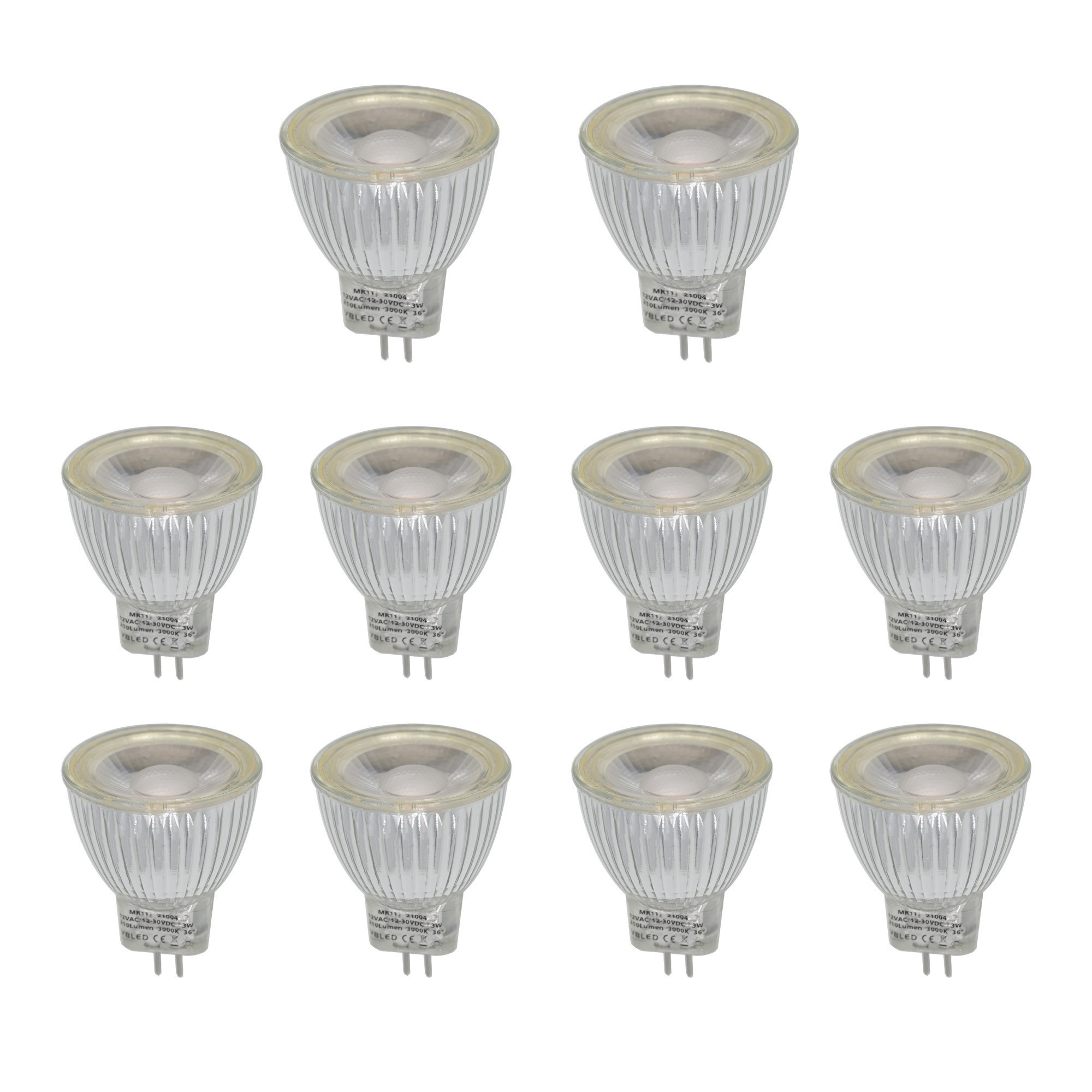 Set di 10 lampadine LED - dimmerabili - MR11/GU4 - COB - 2,9W Set di 10 lampadine LED - dimmerabili - MR11/GU4 - COB - 2,9W