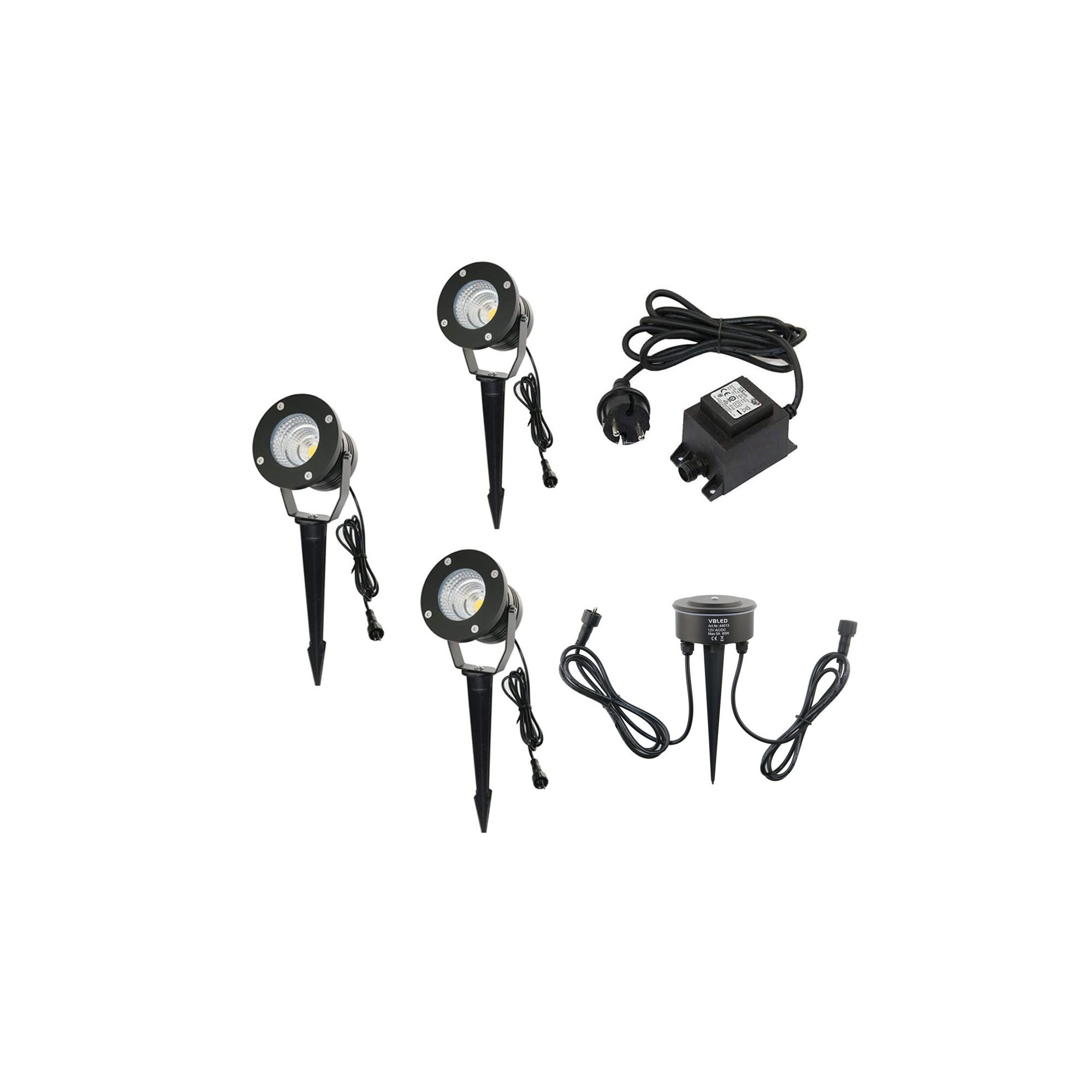 Set di 3 proiettori da giardino da 10W bianco caldo IP68 impermeabile+interruttore crepuscolare Set di 3 proiettori da giardino da 10W bianco caldo IP68 impermeabile+interruttore crepuscolare