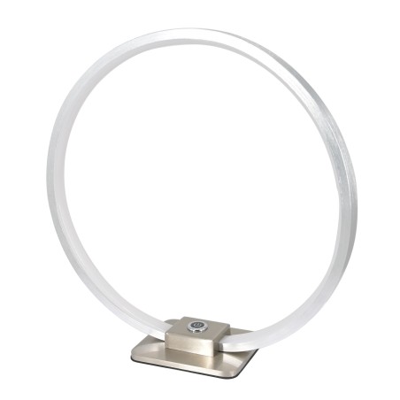 Lampe de table LED décorative en forme d'anneau, Ø 28cm, 15W 3000K 430lm 300°, aluminium, argent