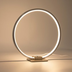 Decoratieve LED tafellamp ringvorm, Ø 28cm, 15W 3000K 430lm 300°, aluminium, zilver Decoratieve LED tafellamp ringvorm, Ø 28cm, 15W 3000K 430lm 300°, aluminium, zilver